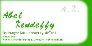 abel kendeffy business card